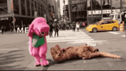 Square Up Barney Mascot Fight GIF