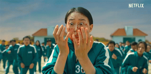 Squid Games Bloody Face GIF