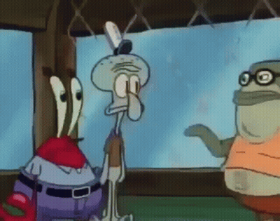 Squidward And Mr. Krabs Standing Together GIF