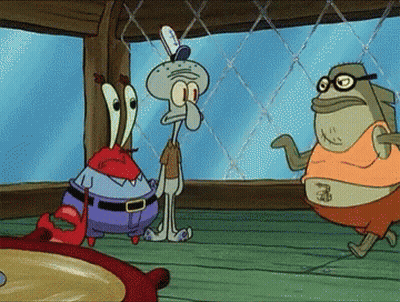 Squidward And Mr. Krabs Standing Together GIF