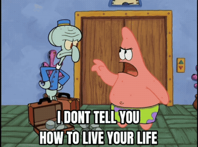 Squidward And Patrick From Spongebob Squarepants Are Standing Next To Each Other GIF