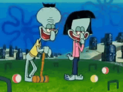 Squidward And Patrick Playing Croquet GIF