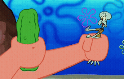 Squidward And Patrick Standing Next To Each Other GIF