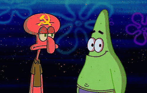 Squidward And Patrick Standing Together GIF