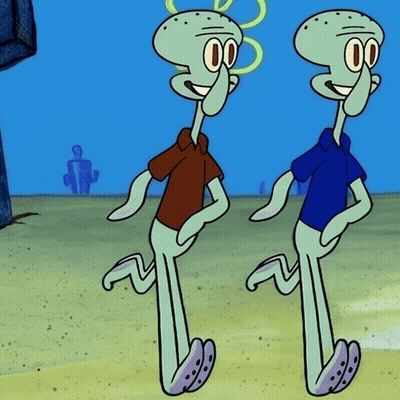 Squidward And Patrick Standing Together GIF