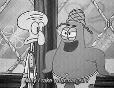 Squidward y Patrick hablando GIF