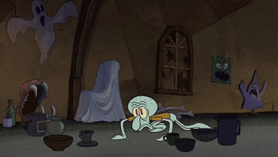Squidward Attacked By Monster GIF