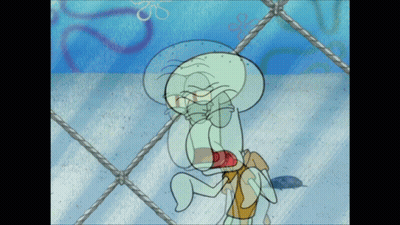 Squidward Behind Chain Link Fence GIF