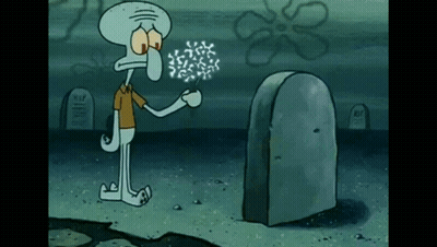 Squidward Blowing Dandelions By Grave GIF