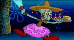 Squidward Dancing In Mexican Outfit GIF