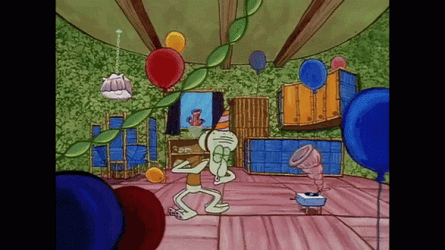 Squidward Dancing With A Party Hat GIF