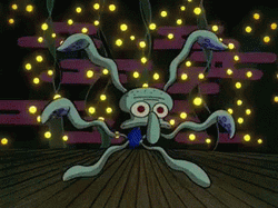 Squidward Dancing With Bright Lights GIF