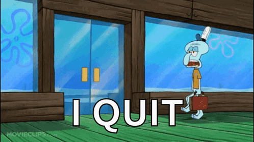 Squidward From Spongebob Is Holding A Briefcase And Says I Quit GIF