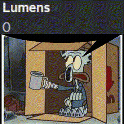 Squidward From Spongebob Is Sitting In A Cardboard Box Holding A Cup GIF