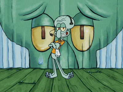 Squidward From Spongebob Is Wearing A Headset And A Towel GIF