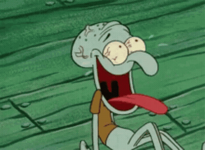 Squidward From Spongebob Squarepants Is Laughing With His Tongue Sticking Out GIF