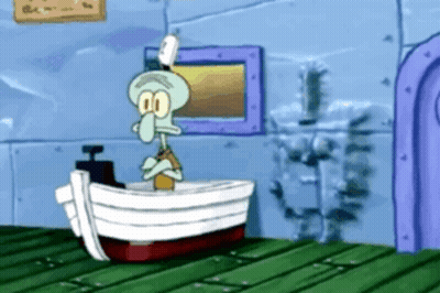 Squidward From Spongebob Squarepants Is Standing In A Bathtub . GIF