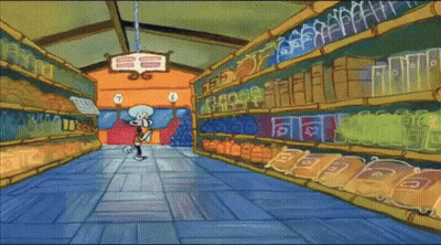 Squidward From Spongebob Squarepants Is Standing In A Grocery Store GIF