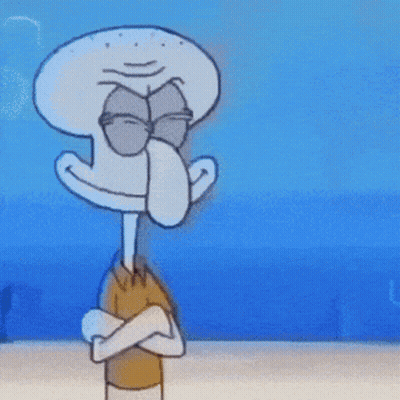 Squidward From Spongebob Squarepants Is Standing On The Beach GIF