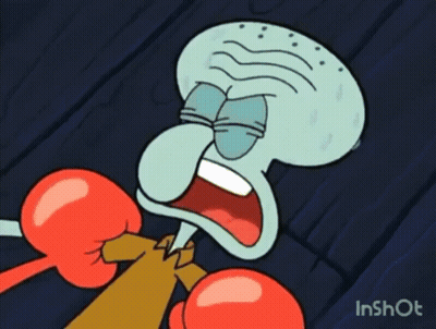 Squidward From Spongebob Squarepants Is Wearing Boxing Gloves And Crying GIF