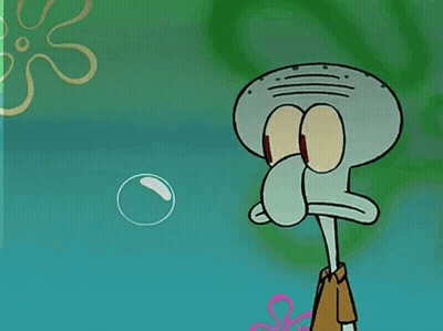Squidward From Spongebob Squarepants Says " Uh Hi " In Front Of A Bubble GIF
