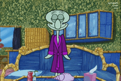 Squidward Future Happy Rich Bathrobe GIF