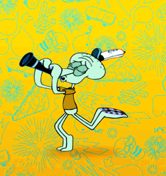 Squidward Future Playing Flute GIF