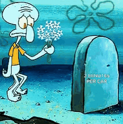 Squidward Giving Flowers To Grave GIF