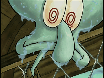 Squidward Hanging From Fence GIF