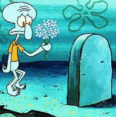 Squidward Holding Bouquet Of Flowers GIF