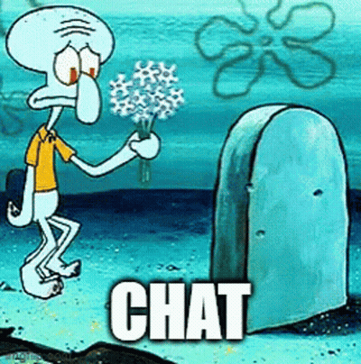 Squidward Holding Flowers at Grave