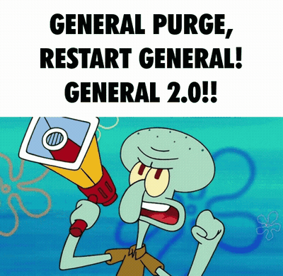 Squidward Holding Megaphone Saying General Purge Restart General General 2.0 GIF
