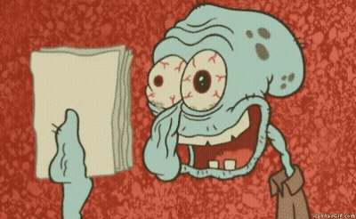 Squidward Holding Paper GIF