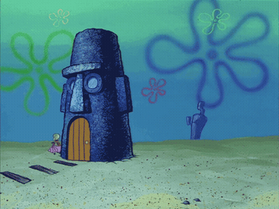 Squidward Holding Stuffed Animal GIF