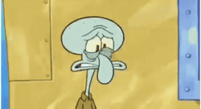 Squidward Holding Water Bottle In Brain GIF