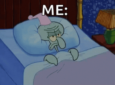 Squidward In Bed Wearing Pink Hat GIF