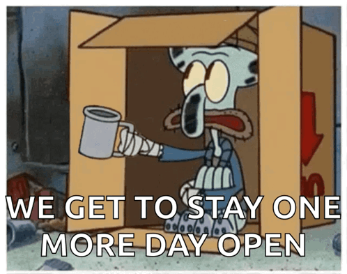 Squidward In Cardboard Box Holding Coffee GIF