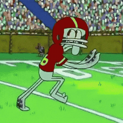 Squidward In Football Helmet And Number 6 Jersey GIF