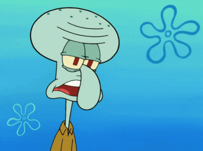 Squidward In Front Of Blue Flower GIF