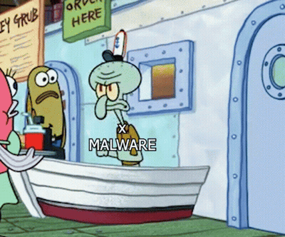 Squidward In Front Of Order Here Sign GIF