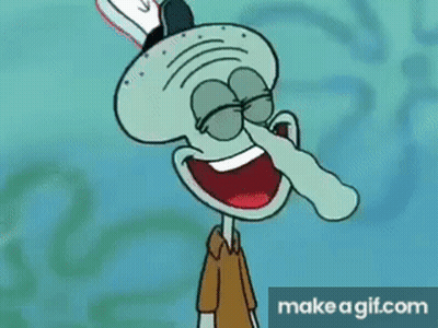 Squidward Laughing With Mouth Open GIF