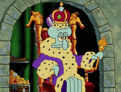 Squidward On Throne With Crown And Scepter GIF
