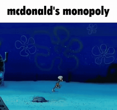 Squidward Playing Monopoly In Ocean With Turtle GIF