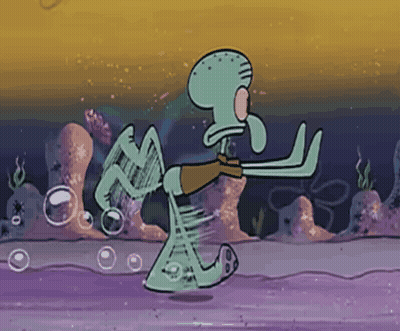 Squidward Running Through Water GIF
