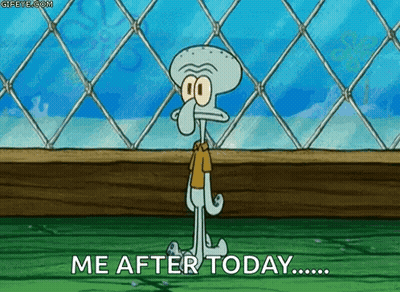 Squidward Saying Me After Today By Chain Link Fence GIF
