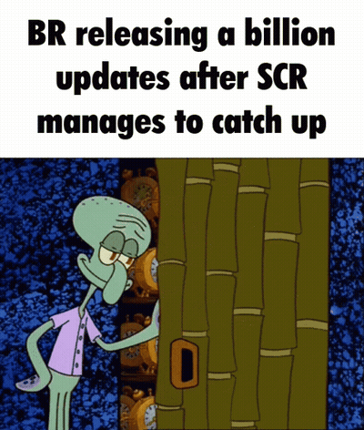Squidward Standing In Front Of Door Saying Br Releasing A Billion GIF