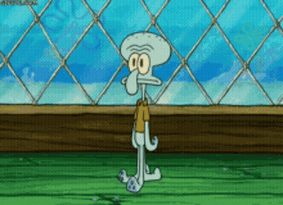 Squidward Standing In Front Of Fence GIF