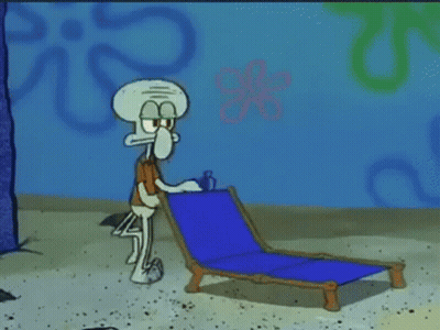 Squidward Standing With Blue Bag GIF