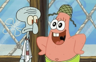 Squidward Tentacles And Patrick Star Standing Together GIF