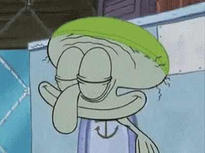 Squidward Wearing Green Hat Smiling GIF